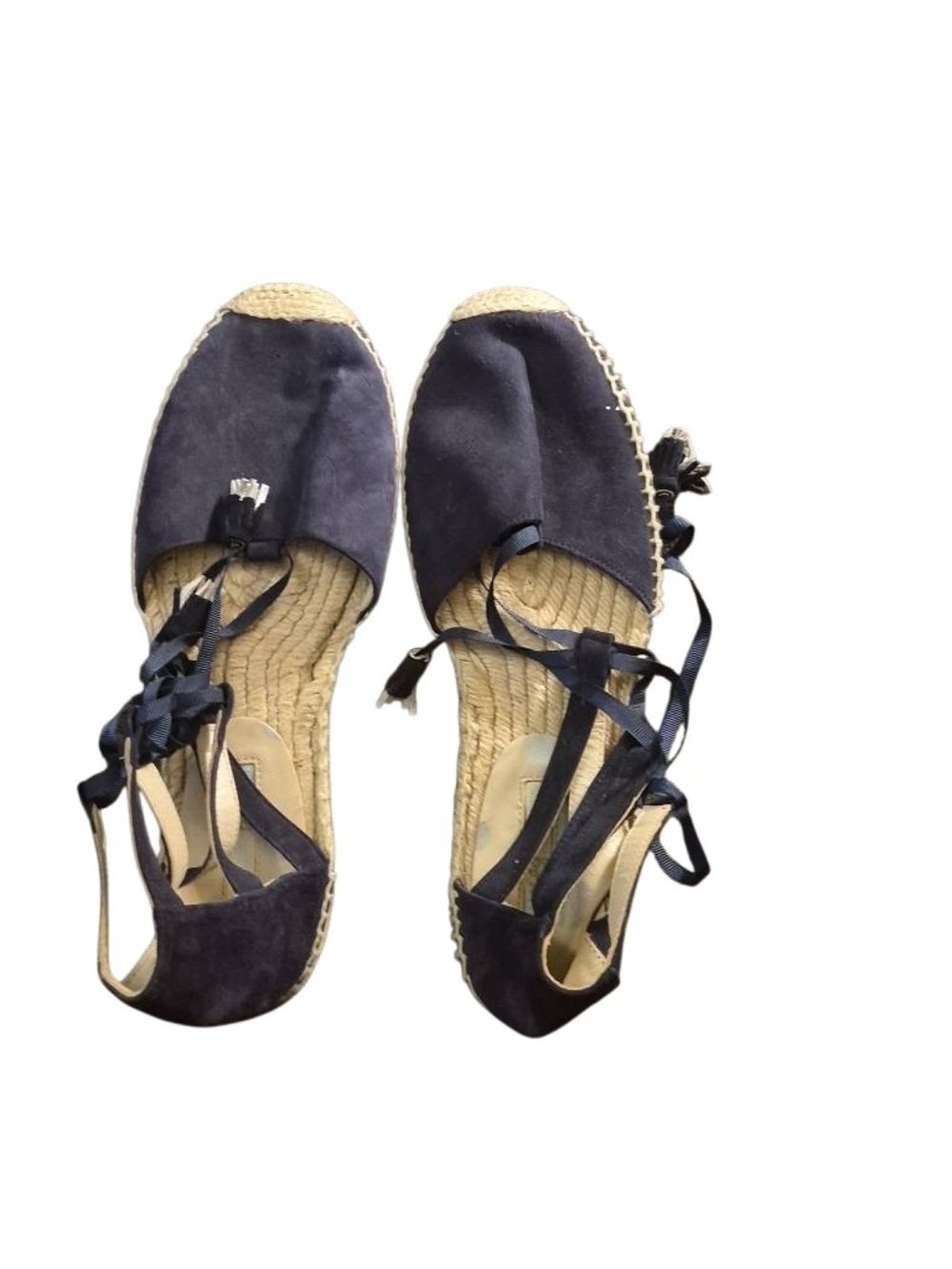Boden Navy Suede Espadrille Lace-Up Sandals